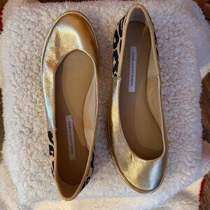 Diane Von Furstenburg Gold & Leopard Flat